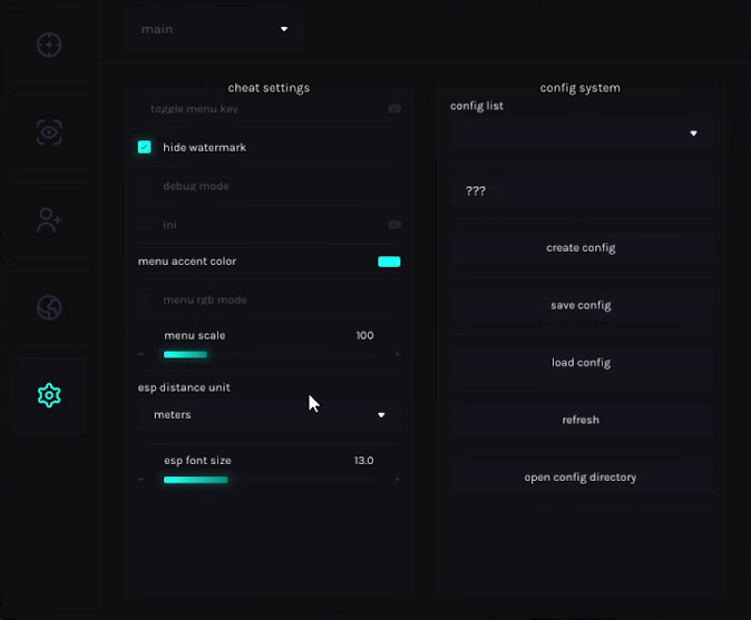 Dune Awakening visuals menu: loot and world ESP options for the Nebula cheat